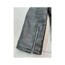 Vintage Black Leather Belted Moto Jacket