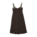 Floral Print Mesh-Trim Slip Dress