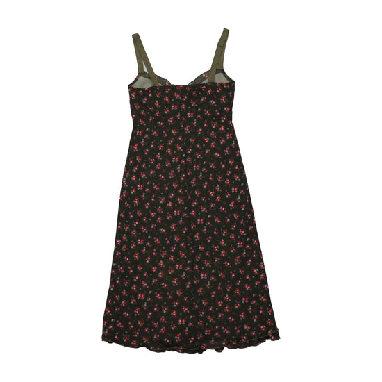Vestido Lingerie com estampado floral e Acabamento em Rede