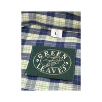 Green Leaves Gingham Plaid Button-Down Cotton Shirt