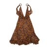 Alberta Ferretti Tortoiseshell Print Ring Strap Silk Chiffon Dress