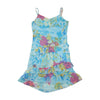 Specchio Blue Floral Ruffle Slip Dress