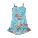 Specchio Blue Floral Ruffle Slip Dress