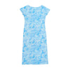 IRGE Blue Paisley Floral Print Cotton Cap Sleeve Maxi House Dress