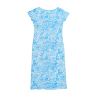 IRGE Blue Paisley Floral Print Cotton Cap Sleeve Maxi House Dress