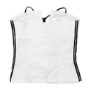 White Corset Top with Black Striped Trim and Lace-Up Detail