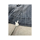 Miss Sixty Denim Mini Skirt with Flap Pockets and Clover Appliqué