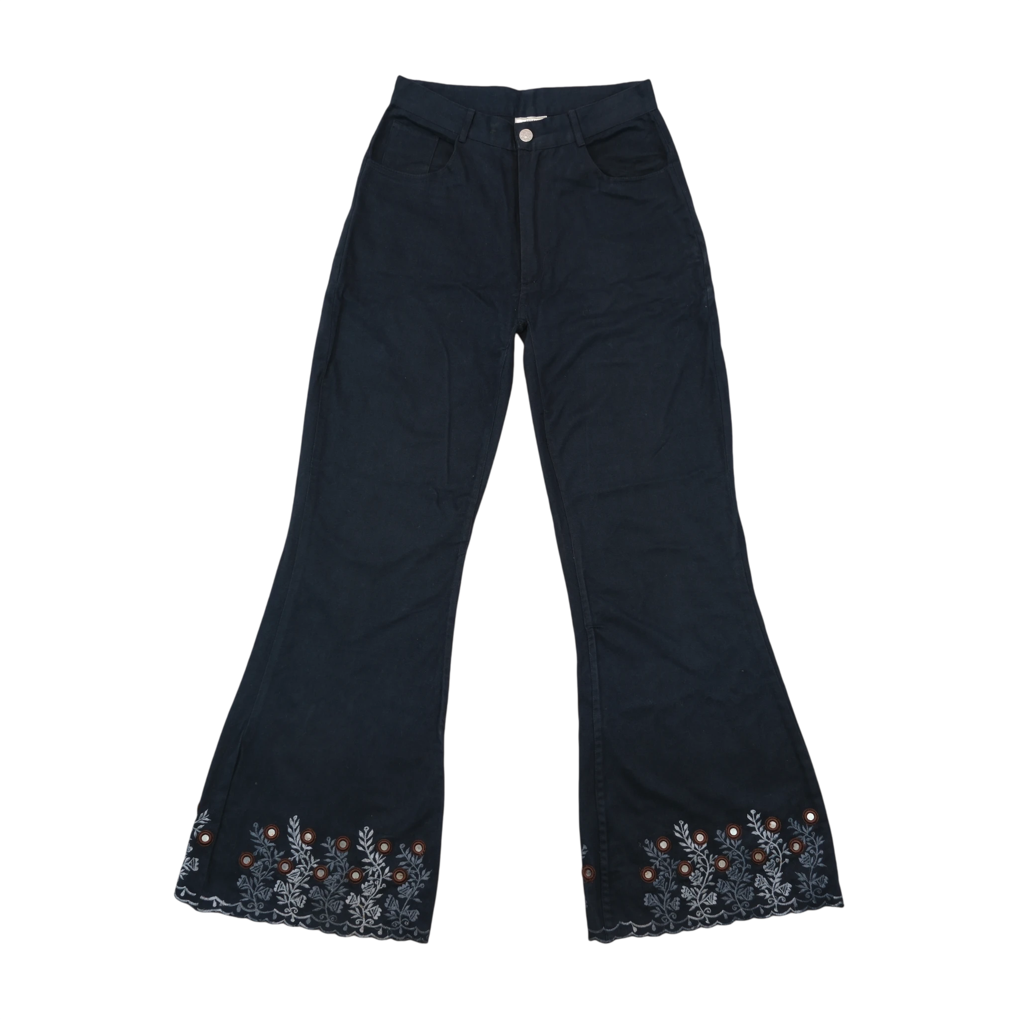 Siddharta Vintage Embroidered Cotton Flare Pants