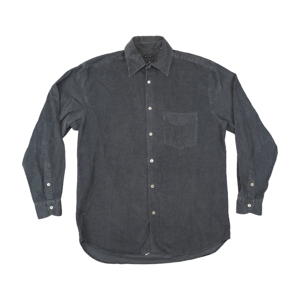 Kolby Gray Cotton Corduroy Button Up Shirt