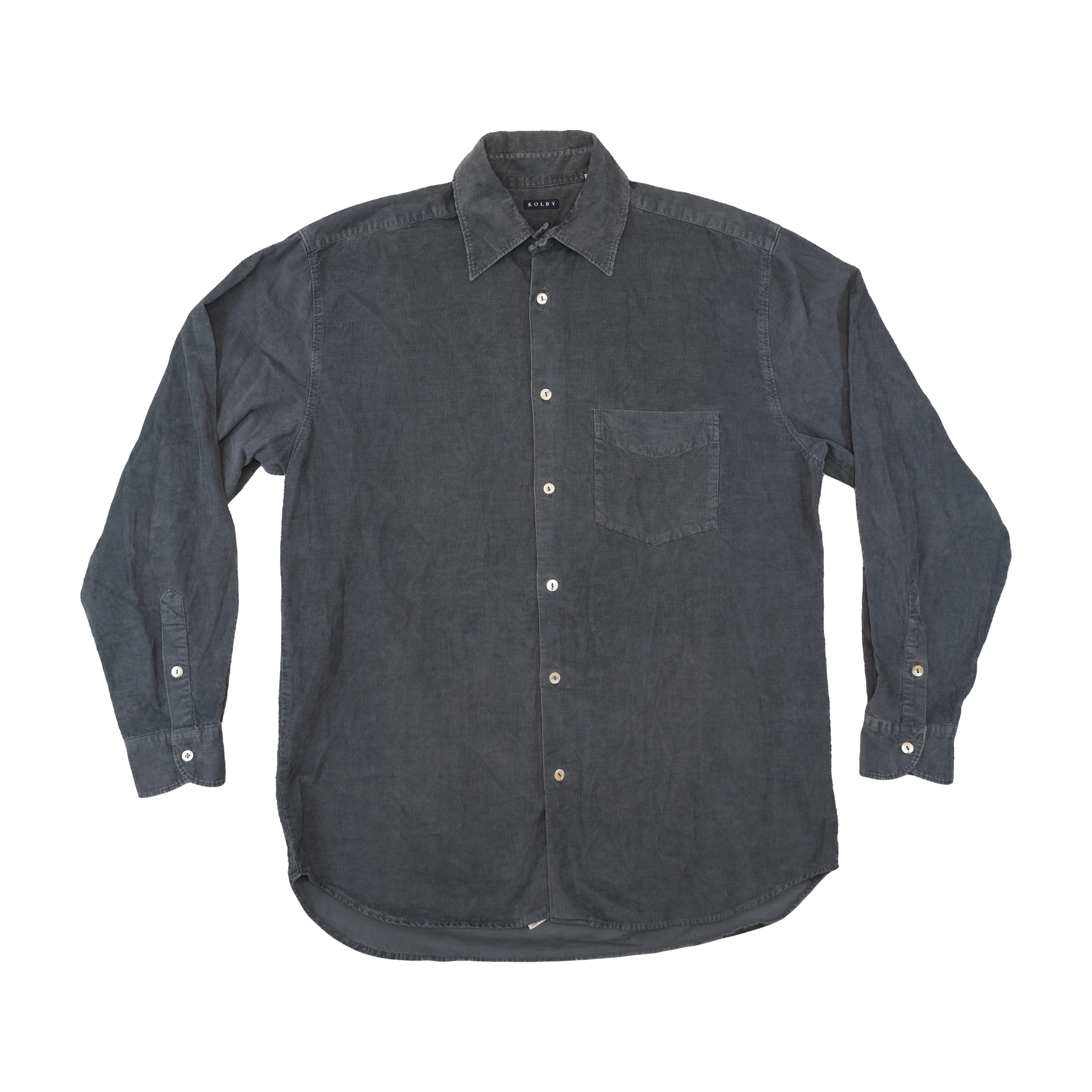 Kolby Gray Cotton Corduroy Button Up Shirt