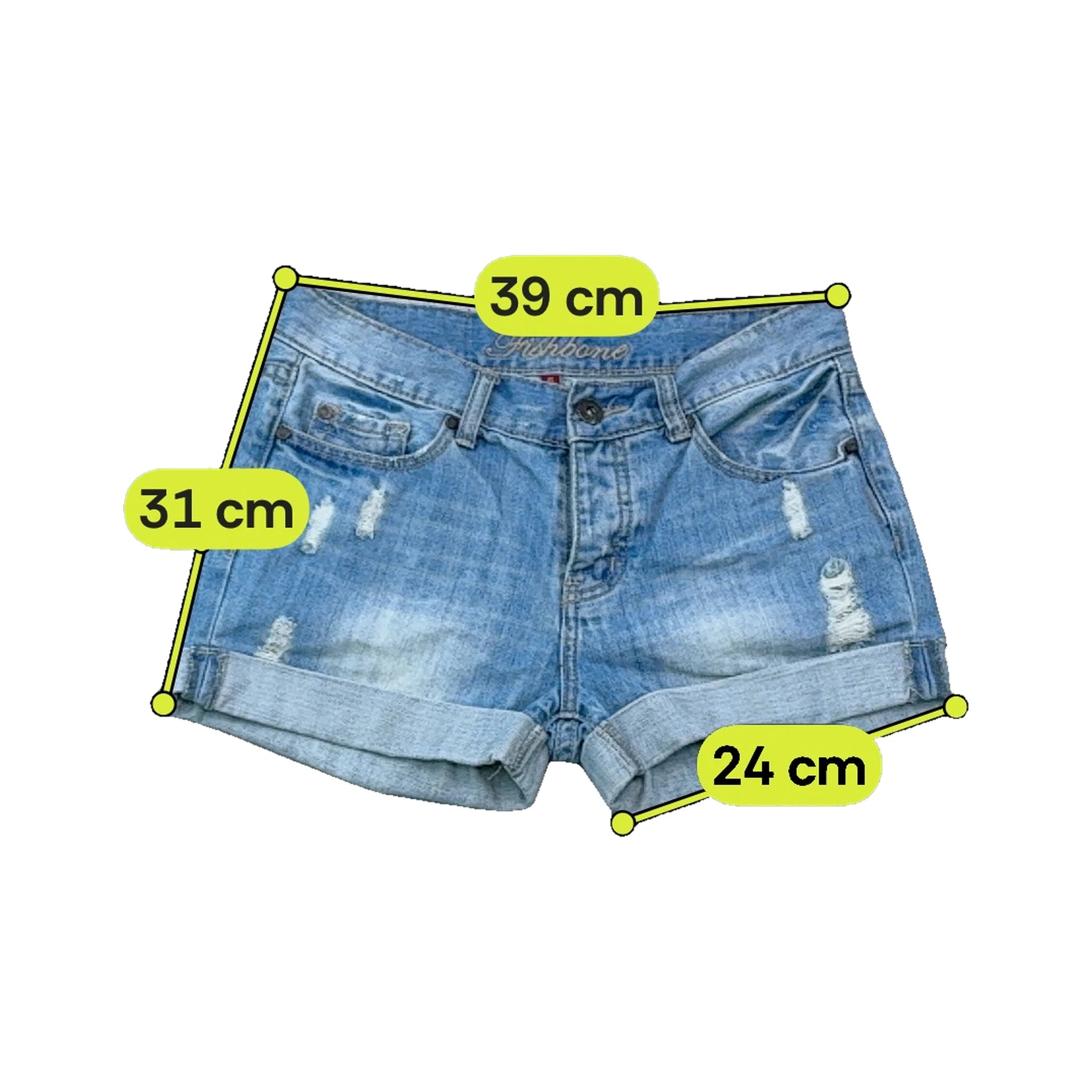 Fishbone Distressed Cuffed Denim Shorts