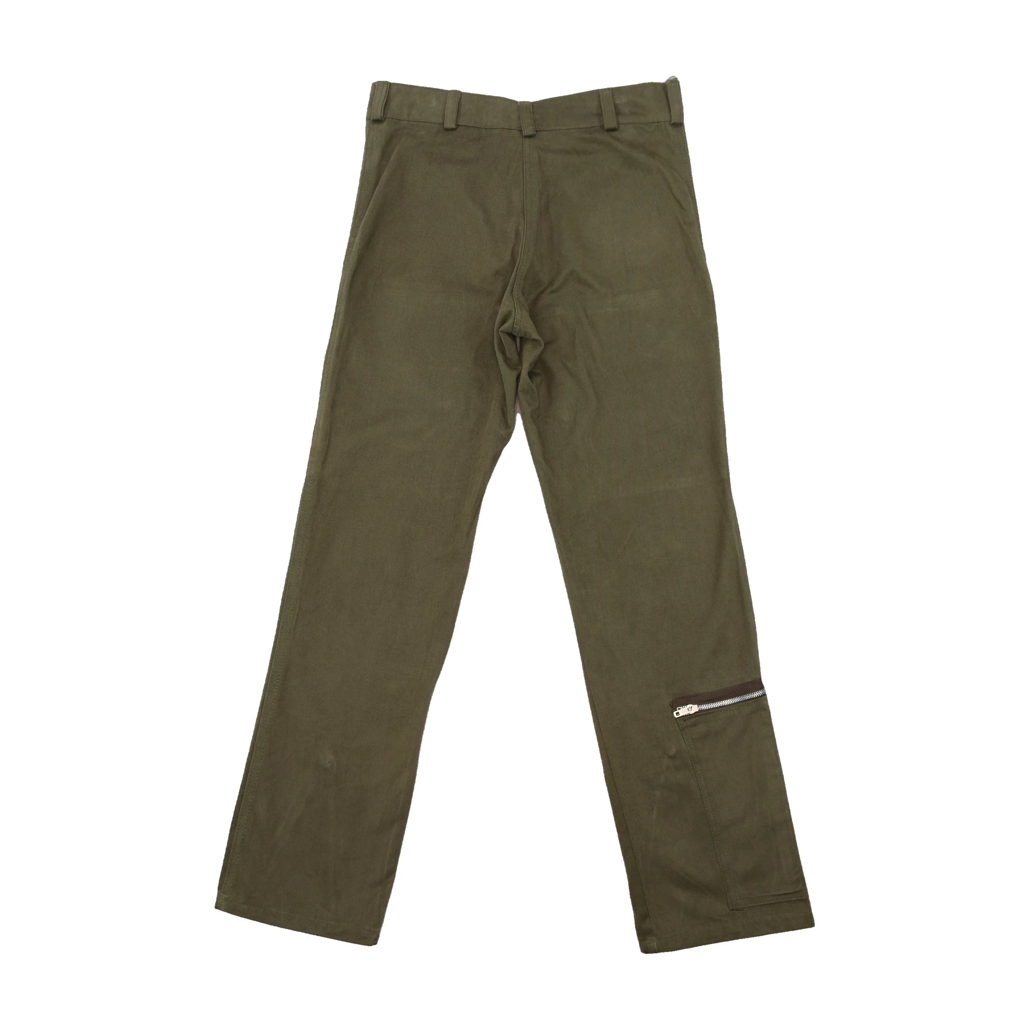 Olive Utility Zip-Detail Chinos