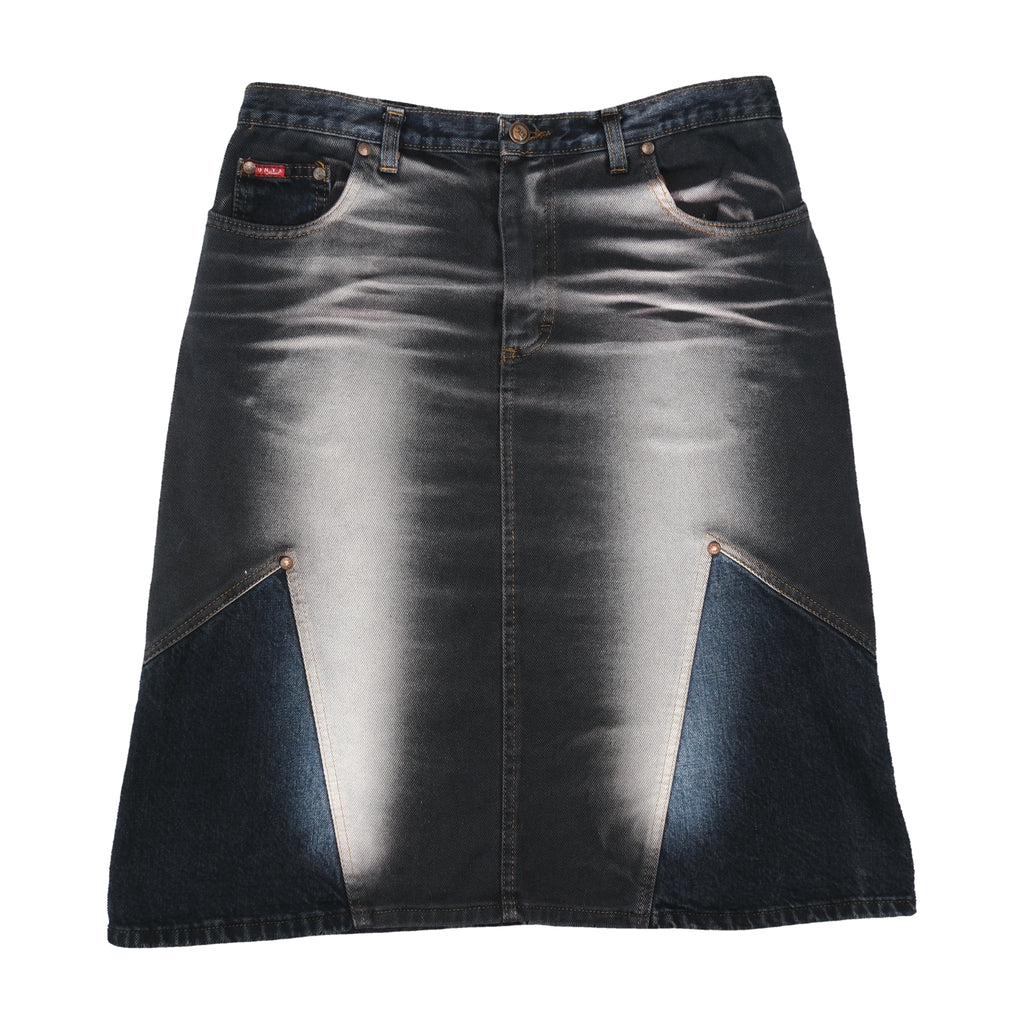Onyx Jeans Vintage Y2K Faded Spray Bleach Contrast Panel Cotton Denim Skirt