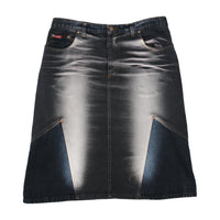 Onyx Jeans Vintage Y2K Faded Spray Bleach Contrast Panel Cotton Denim Skirt