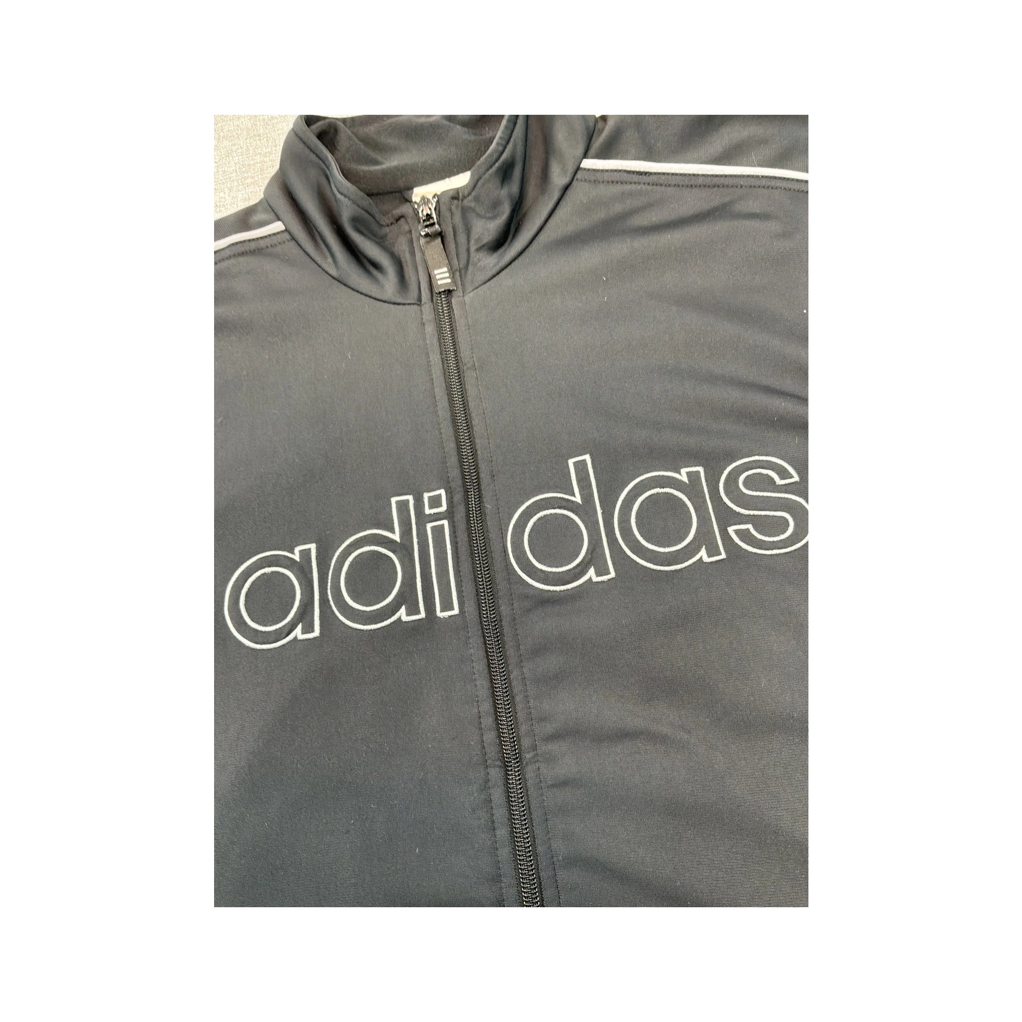 adidas Black Logo Piped Track Jacket (lavagem?)