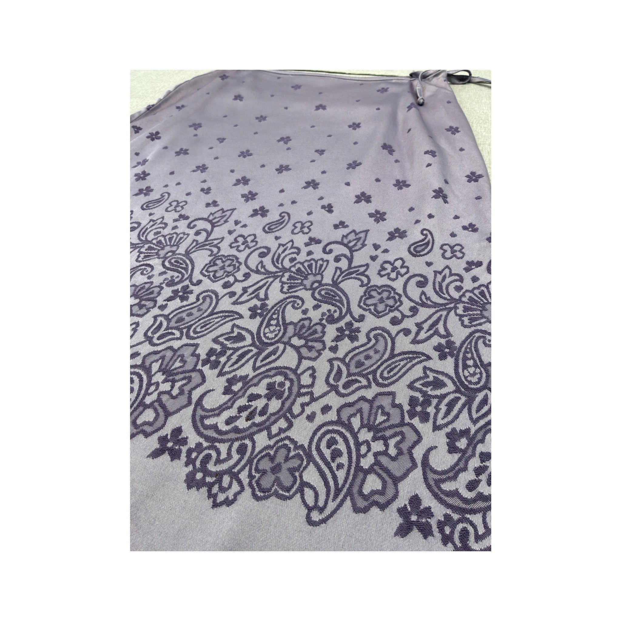 Y2K Lavender Paisley Floral Tie Waist Midi Skirt