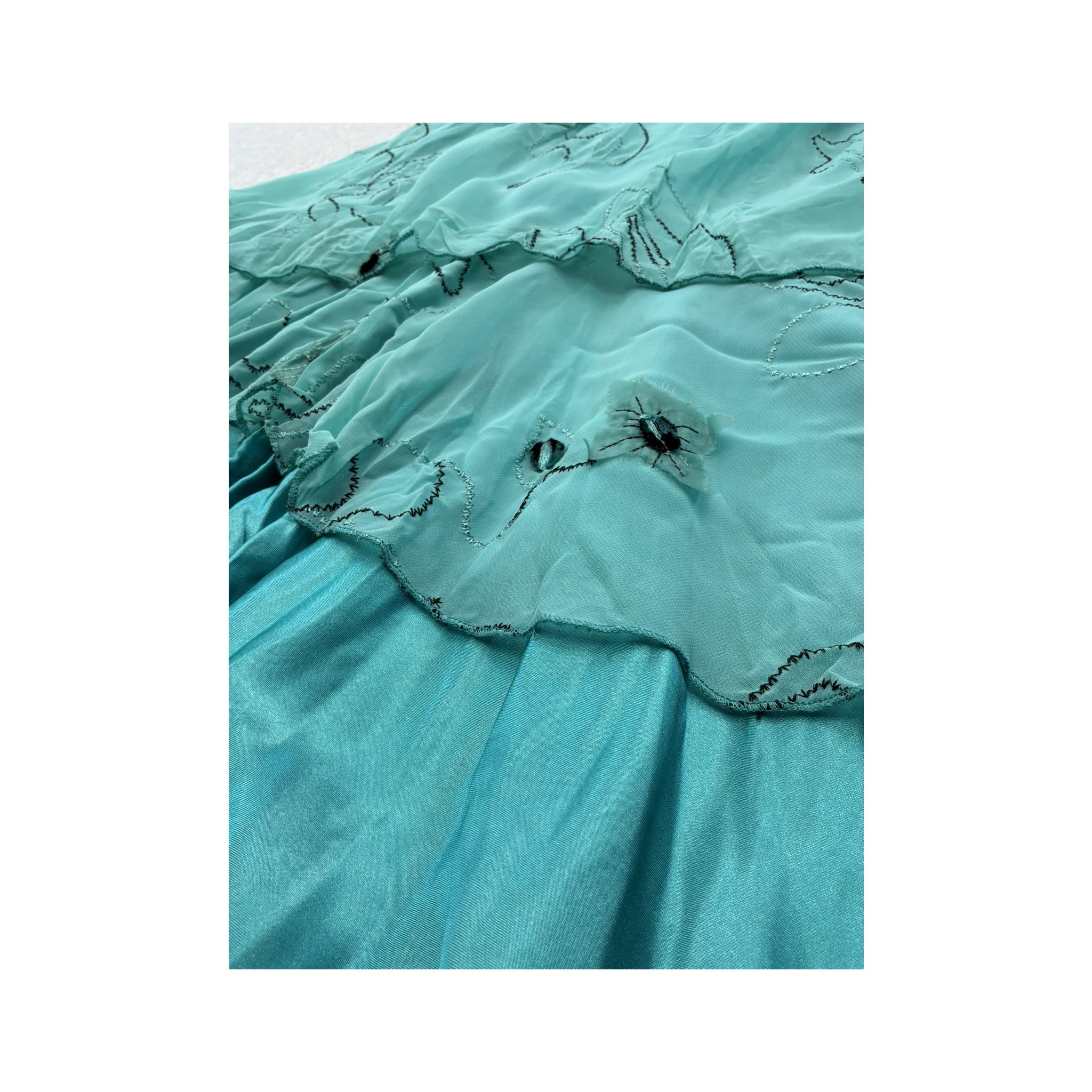 Byer Too Blue Halter Tiered Embellished Dress