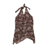 Silk Floral Handkerchief Halter Tank Top