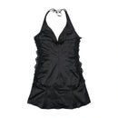 Fifi &amp; Brandi Rhinestone Logo Lace Trim Halter Dress