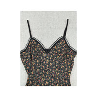 Vintage Floral Sheer Trim Slip Dress