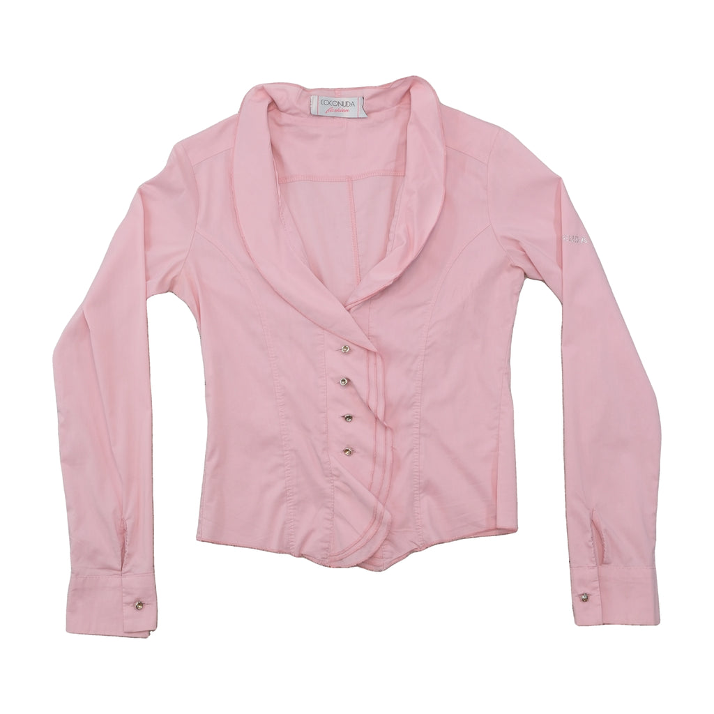 Coconuda Asymmetric Rhinestone Trim Blouse