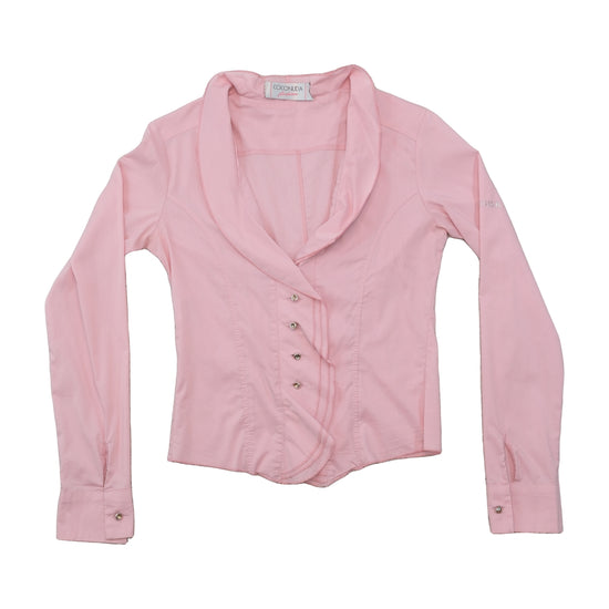 Coconuda Asymmetric Rhinestone Trim Blouse