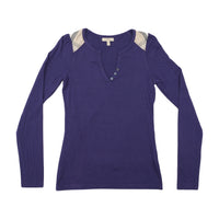 T-shirt Henley Burberry London com Nova Check nos Ombros