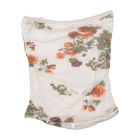 Floral Mesh Ruched Bow Trim Tank Top