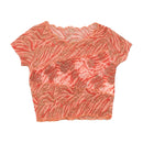 Abstract Mesh Ruffle Trim Baby Tee