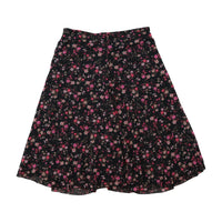 Black Floral A-Line Midi Skirt