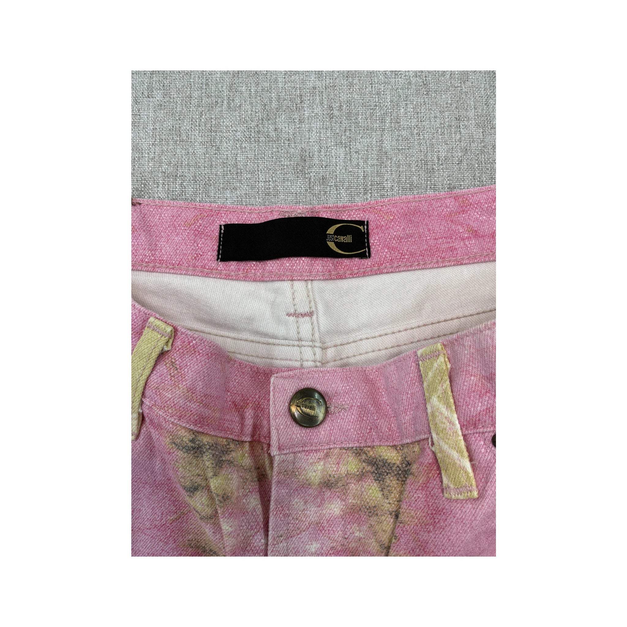 Just Cavalli Pink Tie-Dye Denim Mini Skirt