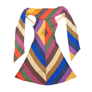 Nolita De Nimes Multicolor Chevron Cutout Long-Sleeve Mini Dress