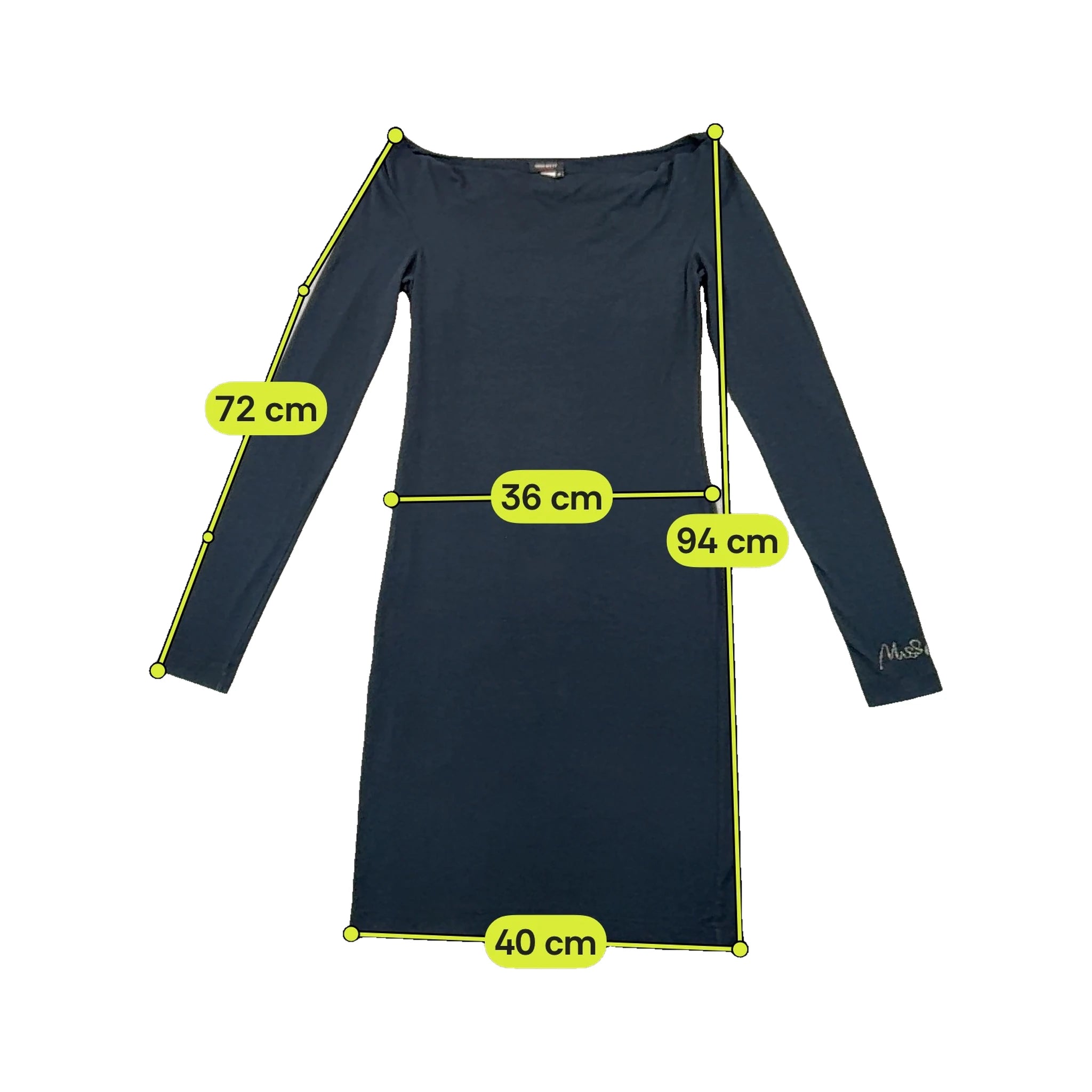 Miss Sixty Collection Rhinestone Script Long Sleeve Bodycon Dress