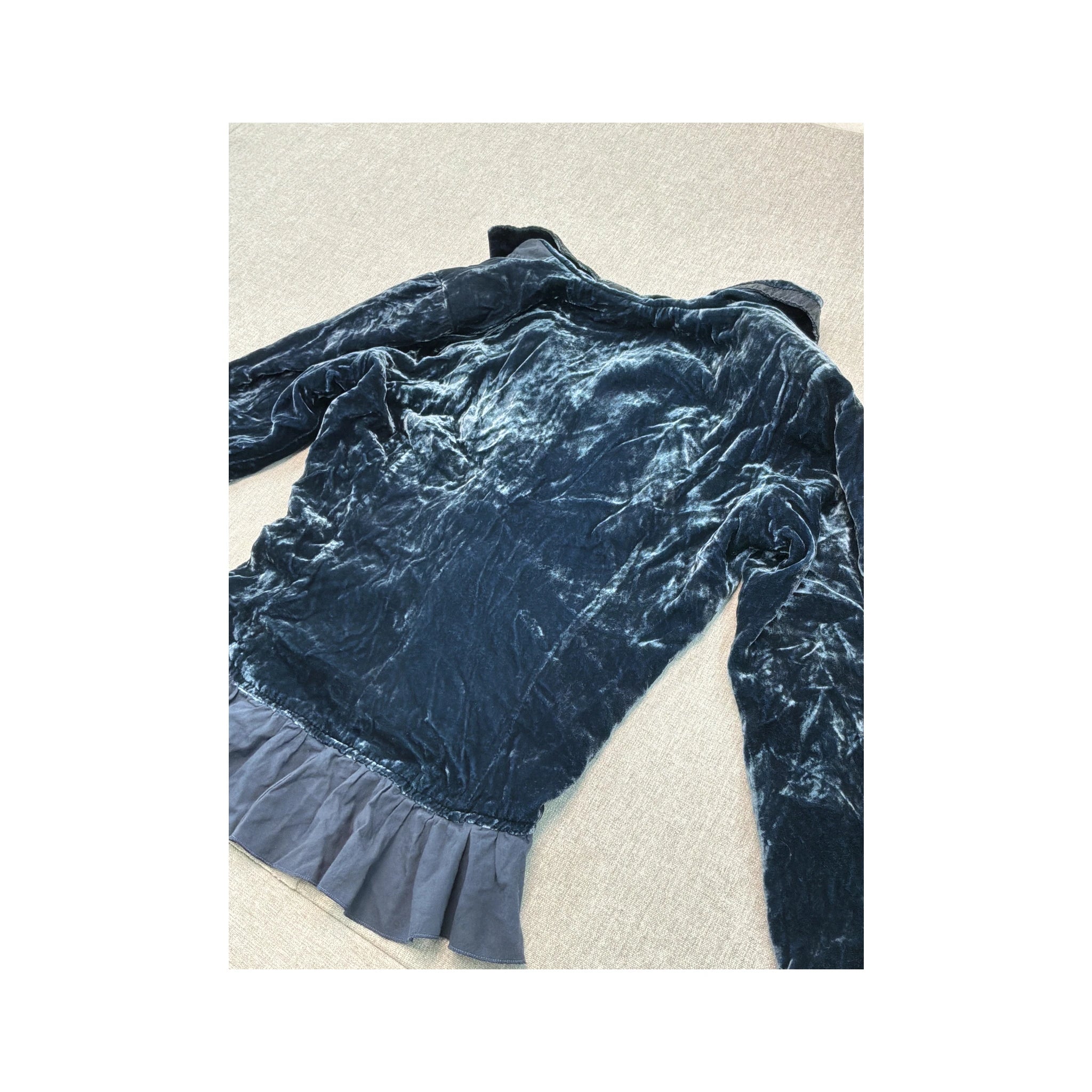 Nelles Vintage Velour Button-Up Ruffled Jacket