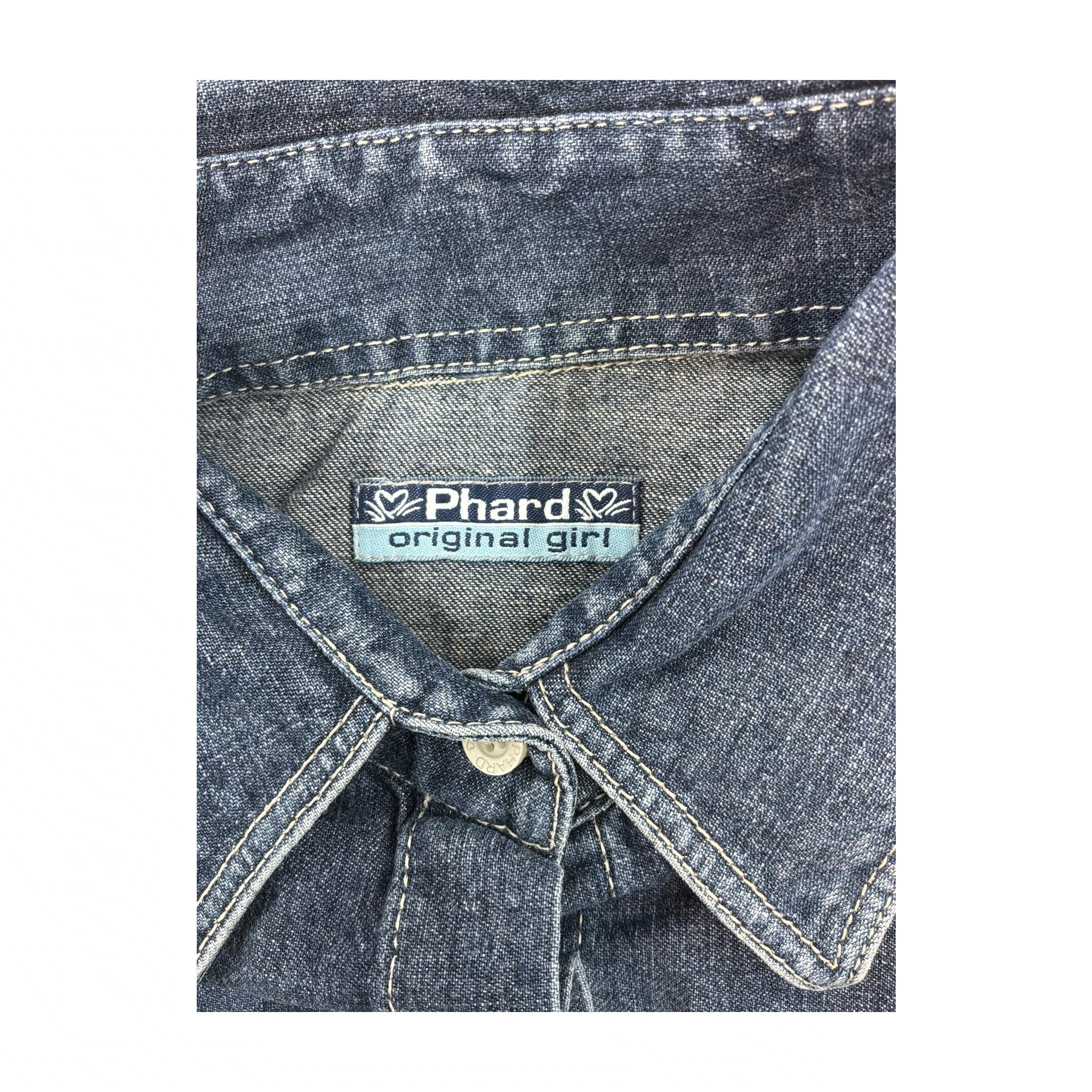 Sleeveless Denim Button-Up Shirt Blue