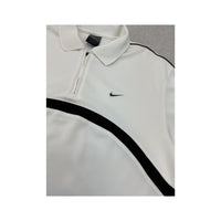 Nike Vintage White Contrast Panel Zip Polo Shirt