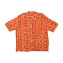 Orange & Brown Leaf Print Short Sleeve Button Up Shirt