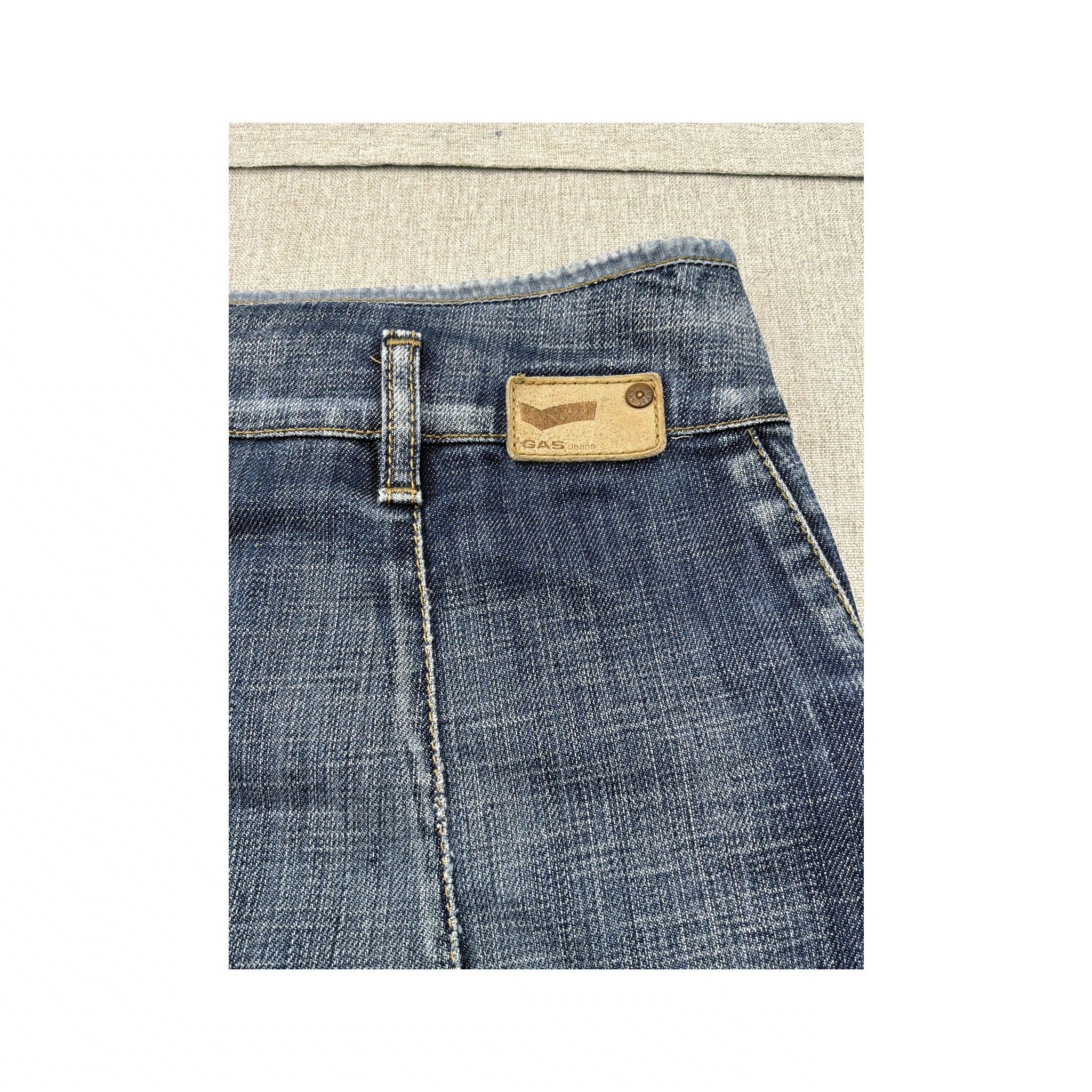 GAS Studded Button Front Denim Mini Skirt