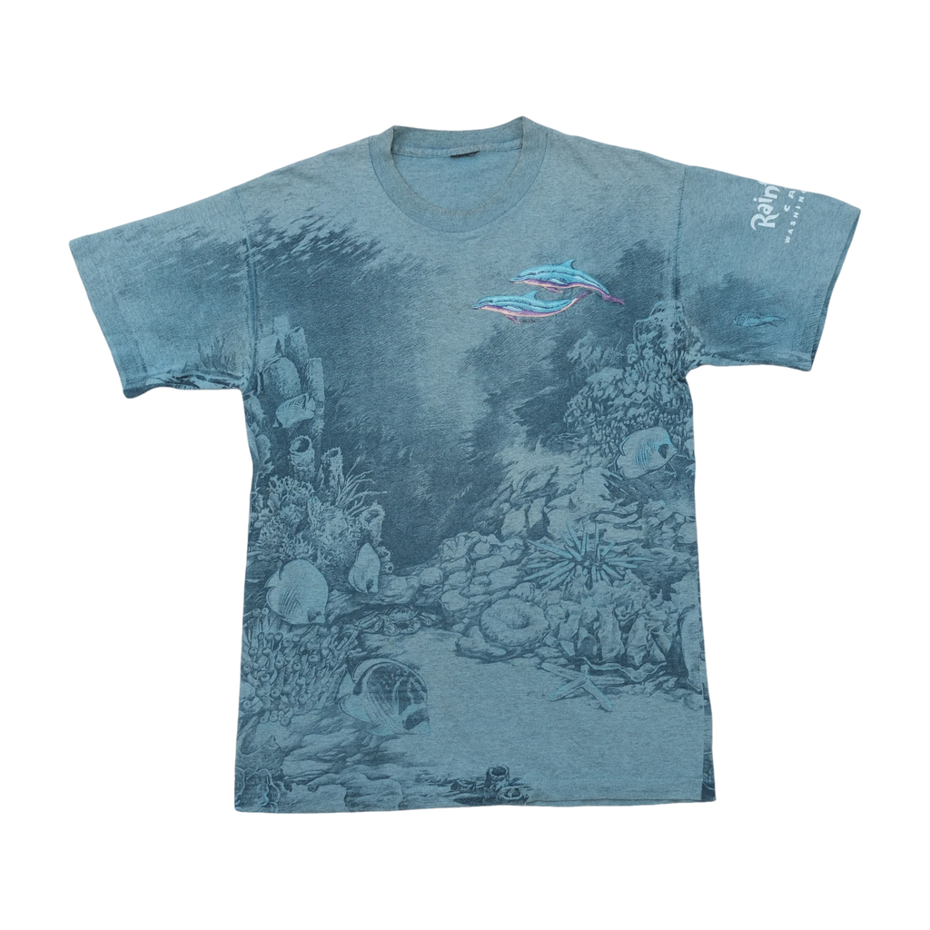 Embroidered Dolphin Underwater Reef Graphic Shirt