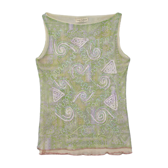 Sonia Fortuna Firenze Sequin Embellished Mesh Tank Top