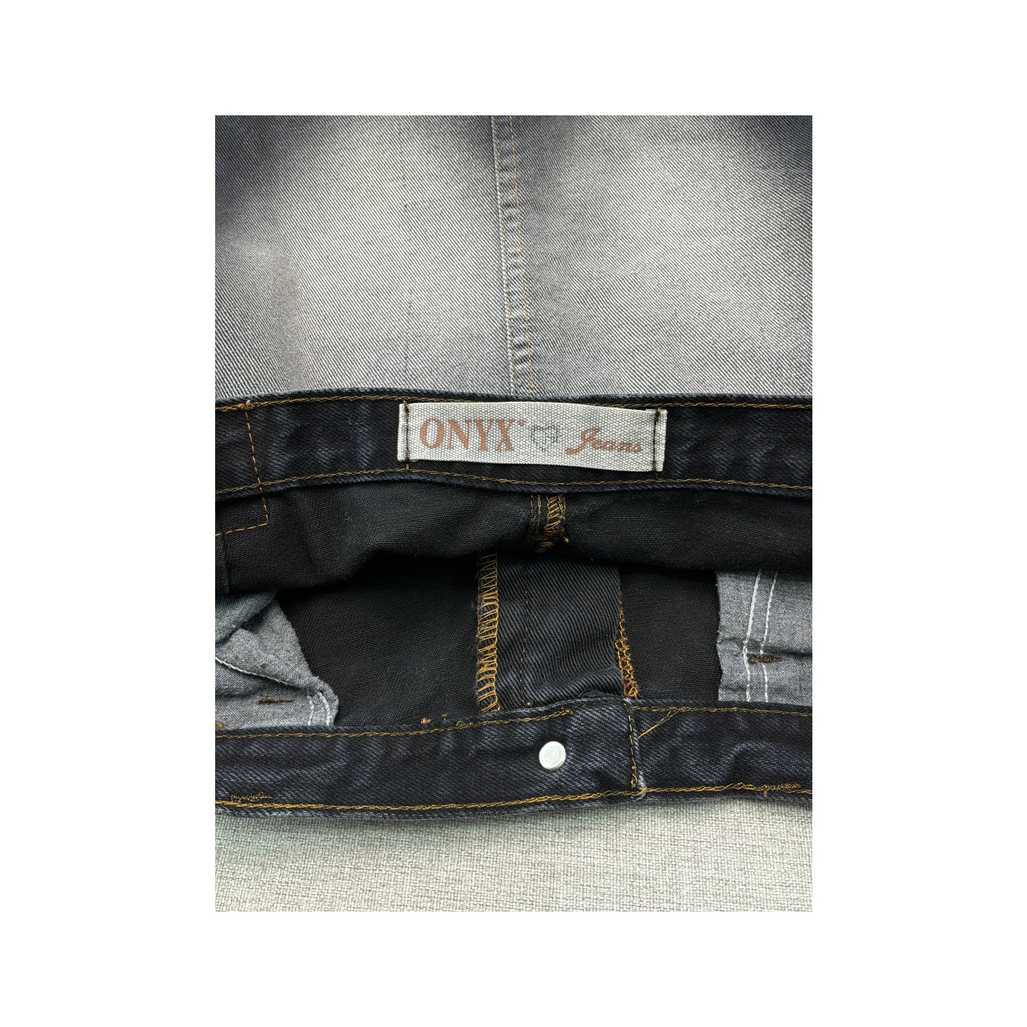 Onyx Jeans Vintage Y2K Faded Spray Bleach Contrast Panel Cotton Denim Skirt