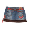 Deploy Floral Patchwork Denim Mini Skirt