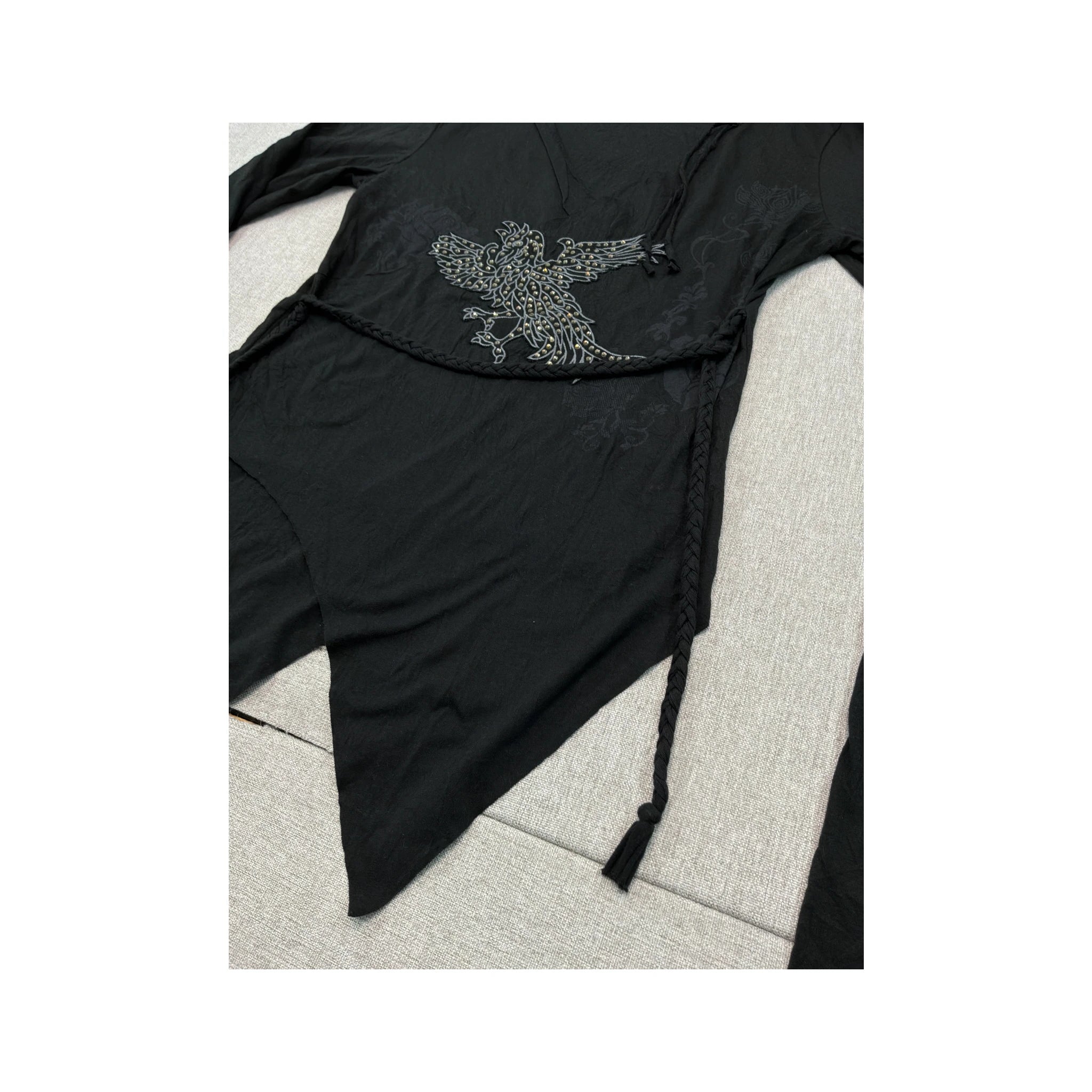 Nine Lives Studded Phoenix Handkerchief Hem Blouse