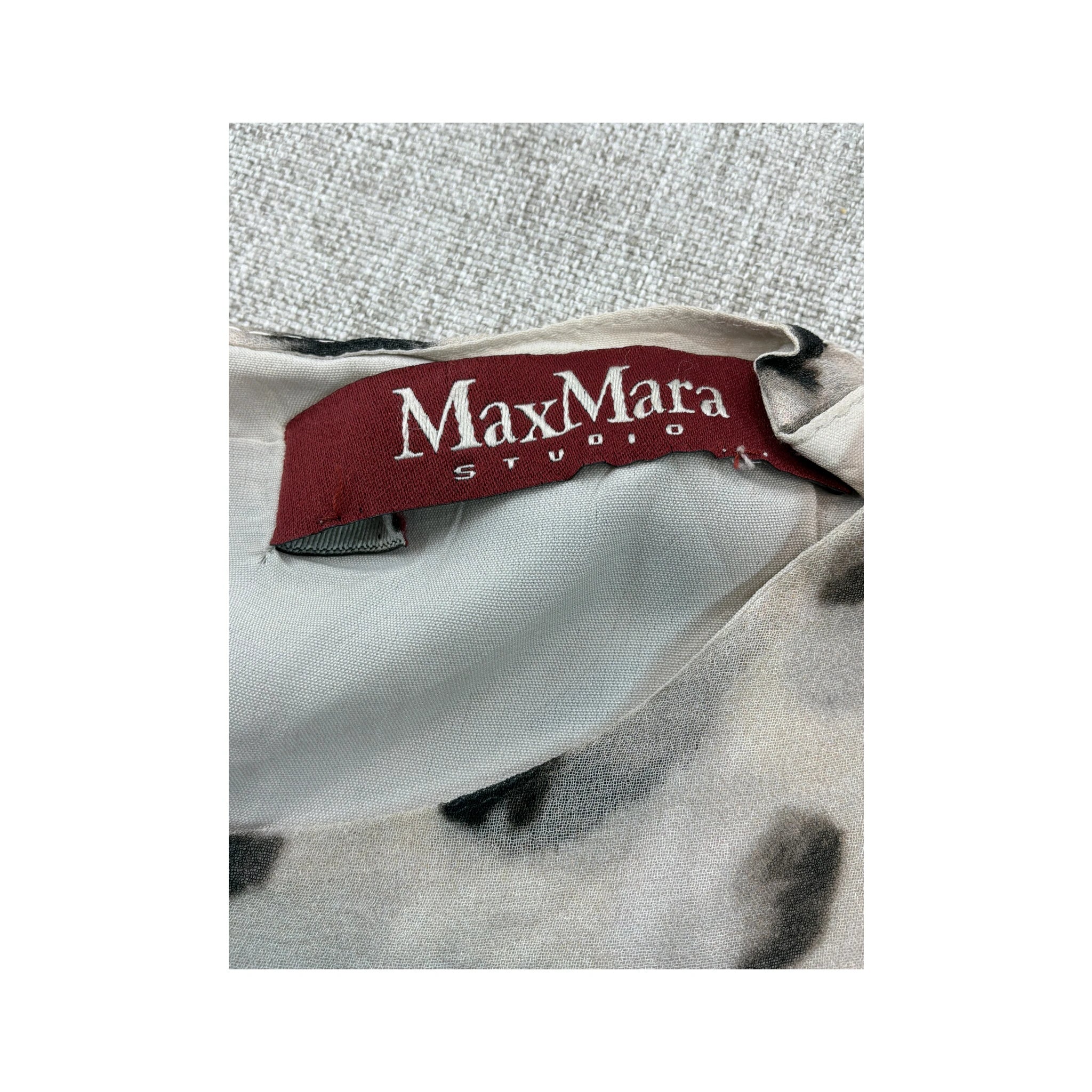 Max Mara Studio Sleeveless Animal Print Silk Blouse Top