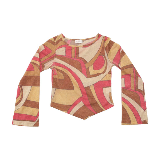 Blusa Motivi Metalizada de Manga Comprida com estampado abstrato