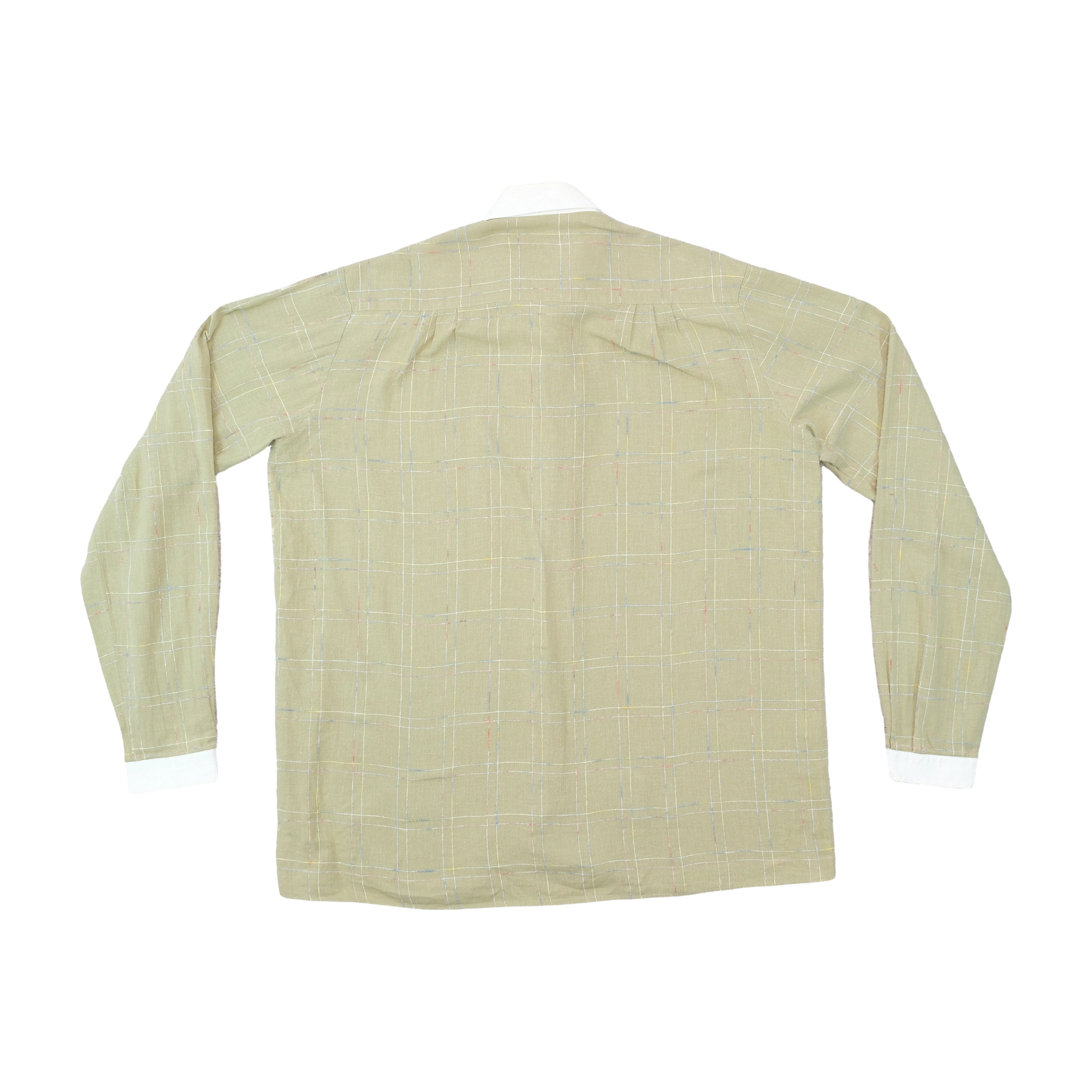 1a Eleganza Plaid Print Contrast Collar Button Up Shirt