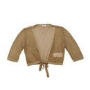 MAX&Co. Metallic Gold Open-Knit Tie-Front Cropped Cardigan 2