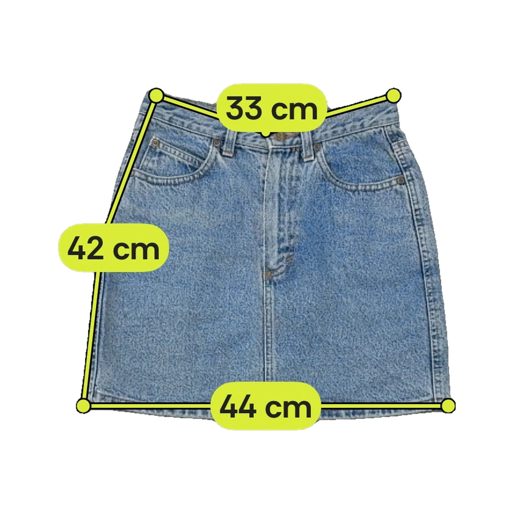 Mini saia Sisley vintage em ganga de Lavagem Clara