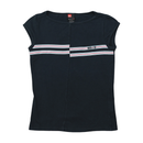 Diesel Black Striped Chest Logo Cap Sleeve Stretch Shirt (M)