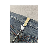 Last Girl Distressed Denim Mini Skirt